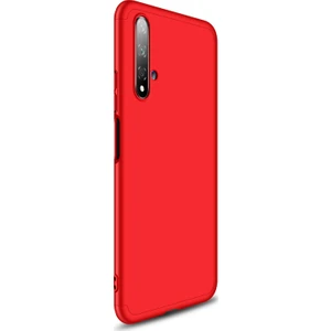 Huawei Honor 20 Kılıf Double Dip 360 Derece Koruma Kırmızı