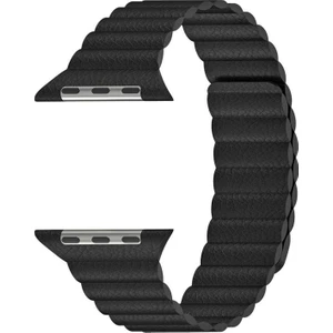 Apple Watch Uyumlu Series 5 40mm Twist Leather Loop Kordon Siyah