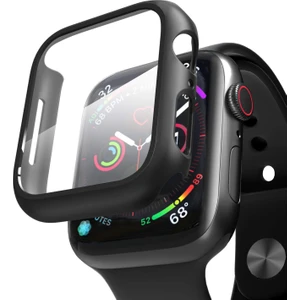 Apple Watch Uyumlu Series 4 44mm Kılıf Matte Premium Slim Ekran Koruyuculu Kılıf Siyah
