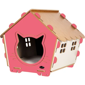 Patihomes Xl Kedi Evi Pencereli- Kedi Kulübesi Pembe