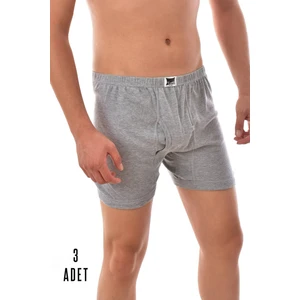 3 Adet Erkek Paçalı Boxer Gri 0111