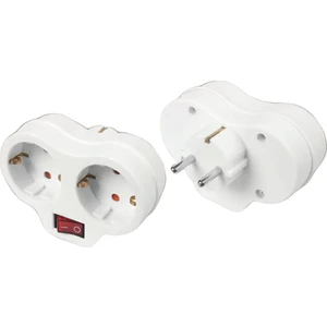 İkili Anahtarlı Topraklı Fiş Priz - Beyaz