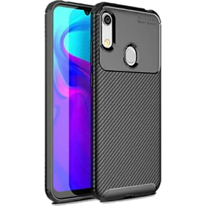 Tekno Grup Huawei Y6s 2019 Kılıf Karbon Desenli Lux Negro Silikon Siyah + Tam Kaplayan 6D Nano Ekran Koruyucu