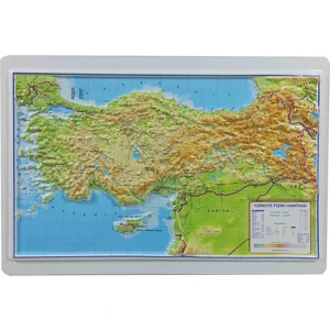 Kabartmalı Sert Plastik 29x44 cm Türkiye Fiziki Haritası - 1 Adet