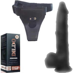 Dildo Series Siyah Hero 23 cm Belden Bağlamalı Realistik Penis