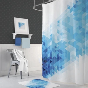 Tropik Blues Squares Banyo Duş Perdesi Tek Kanat 1 x 180 x 200 cm