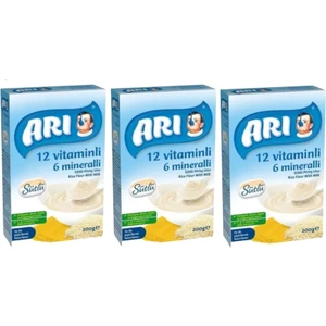 Arı Mama Pirinç Unu 200 gr Sütlü 12 Vitaminli 6 Mineralli 3'lü Set