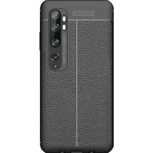 Xiaomi Mi Note 10 - Mi Note 10 Pro Leather Tpu Silikon Kılıf - Siyah