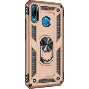 Huawei P20 Lite Kılıf Vega Standlı Yüzüklü Mıknatıslı + Nano Glass Gold