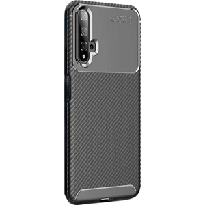 Huawei Nova 5T Kılıf Negro Karbon Dizayn Silikon Siyah
