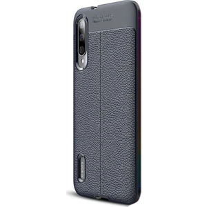 Xiaomi Mi 9 Lite Kılıf Niss Silikon Deri Görünümlü Lacivert