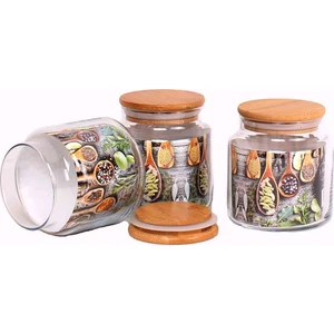 Bambu Kapaklı 3 Lü Cam Kavanoz  700 ml