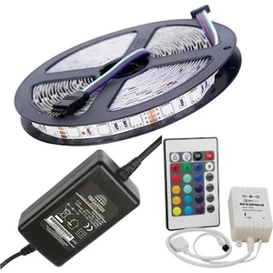 Rgb Şerit LED İç ve Dış Mekan 5 m Kumandalı Set Tak Çalıştır 16 Renk 24 Tuşlu Kumanda Adaptör Silikonlu