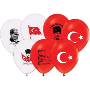 Kırmızı Ata Bayrak Baskılı Balon 12 Inch 10 Adet
