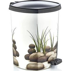 Plastik Taş Desenli Pedallı Çöp Kovası 20 lt