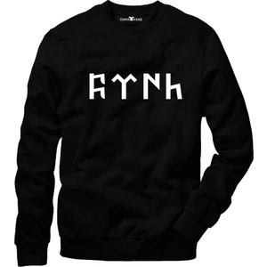 Göktürkçe Türk Erkek Uzun Kollu Bisiklet Yaka  Sweatshirt