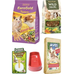 Eurogold Hamster Yem Talaş Yem Katkısı Yalama Taşı Seti 500 gr