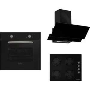 Siyah Ankastre Set (F17 Davlumbaz - Gls 640 Ocak - Mfa 604 Fırın)
