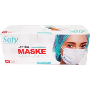 Soly Care 3 Katlı Lastikli Maske 50'li