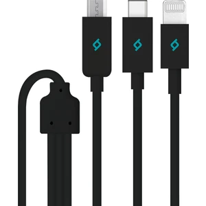 Trio 3in1 Data ve Şaj Kablosu - Siyah