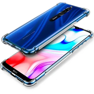 Xiaomi Redmi 8 Kılıf  Zore Nitro Antişok Kenar Koruma Silikon Kapak Şeffaf