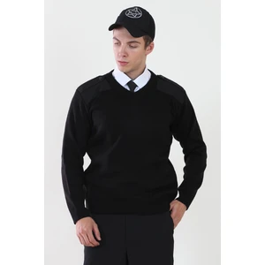 Moda Canel Erkek Siyah V Yaka Güvenlik Kazak