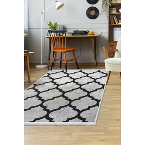 Diji Dekor Dekoratif Dijital Saçaklı Halı Yıkanabilir Antialaerjik Maça Gri 100 x 800 cm