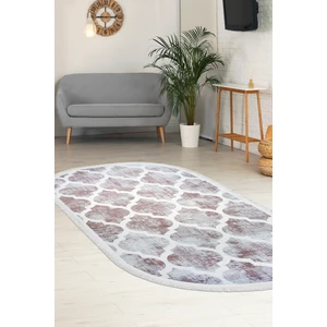 Diji Dekor Dekoratif Dijital Saçaklı Oval Halı Antialaerjik Maça Bej 150 x 550 cm