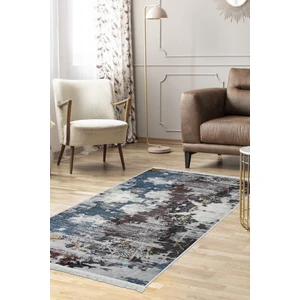 Diji Dekor Dekoratif Dijital Saçaklı Halı Yıkanabilir Antialaerjik Modern Mavi 100 x 800 cm