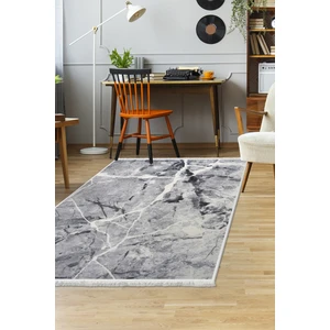 Diji Dekor Dekoratif Dijital Saçaklı Halı Yıkanabilir Antialaerjik Granit Gri 100 x 800 cm