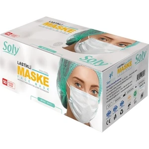 Soly Care Çift Katlı Lastikli Yüz Maskesi 50'li