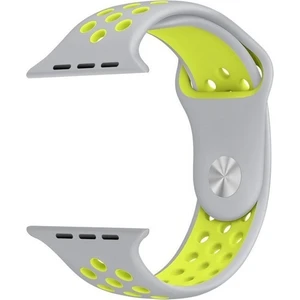 Apple Watch Uyumlu 42 mm Large Beden(L SIZE) Spor Silikon Kordon - Gri Sarı