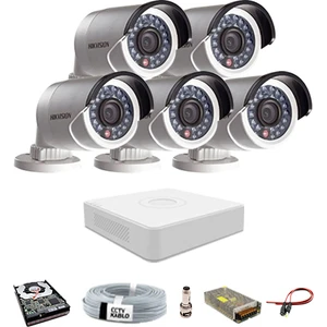 5 Kameralı Güvenlik Sistemi Dış-Mekan-Hdd-Jack-Bnc-Konnektör Proje Kamera