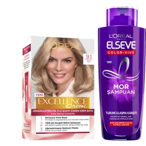 L'oréal Paris Elseve Turunculaşma Karşıtı Mor Şampuan 200ML & Saç Boyası - Excellence Creme 9.1 