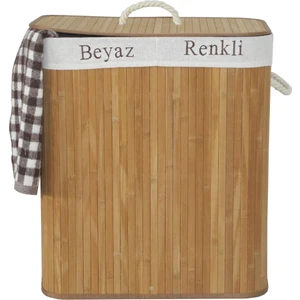 Bambu Katlanır Çamaşır Sepeti  Çift Hazneli Kirli Sepeti