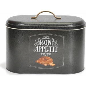 Bon Appetit Desenli Metal Ekmek Sepeti 11 lt - Siyah