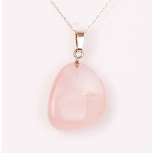 Taş Sandığı Şekilsiz Pembe Kuvars Taşı Kolye