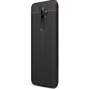 Case Street Oppo A9 2020 Kılıf Niss Silikon Deri Görünümlü Siyah