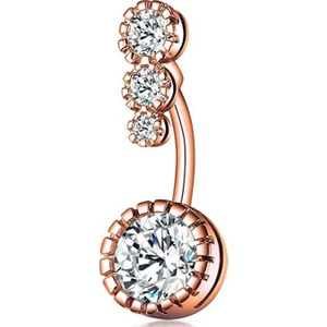 Dört Sıra Taşlı Rose Göbek Piercing