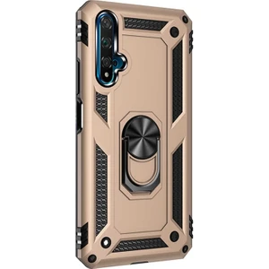 Huawei Honor 20 Kılıf Vega Standlı Yüzüklü Mıknatıslı Silikon Gold