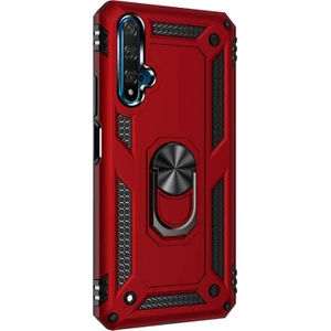 Huawei Honor 20 Kılıf Vega Standlı Yüzüklü Mıknatıslı Silikon Kırmızı