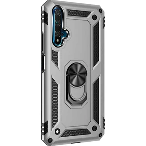Huawei Nova 5T Kılıf Vega Standlı Yüzüklü Mıknatıslı Silikon Gümüş