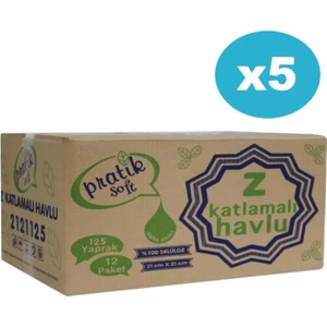 Pratik Soft 5 Koli Z Katlama Dispenser Kağıt Havlu 125 x 60 Paket