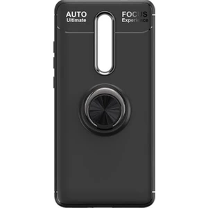 Xiaomi Redmi K20 Focus Serisi Yüzük Standlı Silikon Kılıf - Siyah