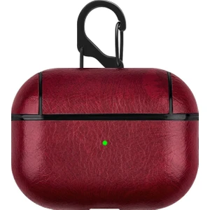 Airpods Pro Kulaklık ve Şarj Ünitesi Deri Kılıf - Bordo