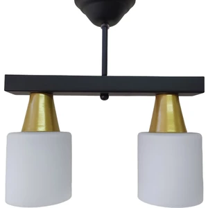 Modern,vintage,retro Sıralı Siyah ikili 2xe27 Opal Camlı Sarkıt avize Uzunluk:30cm