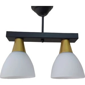 Modern vintage rustik Sıralı Siyah Ikili metal gövde Opal Camlı Sarkıt Uzunluk:30cm