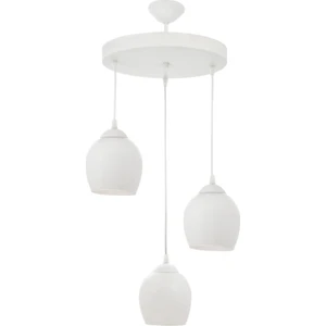 retro,modern,vintage beyaz metal gövde opal camlı 3xe27 sarkıt avize taban çapı:30cm