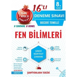 Nartest Yayınevi 8. Sınıf Nar Tanesi Fen Bilimleri 16 Deneme Sınavı - 2020