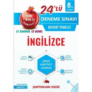 Nartest Yayınevi 8. Sınıf Nar Tanesi İngilizce 24 Deneme Sınavı - 2020
